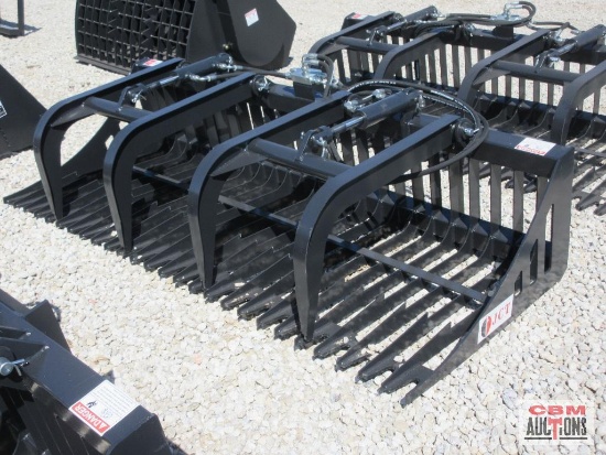 JCT 72" Skid Steer Rock & Brush Grapple Bucket, Hoses & Couplers *3