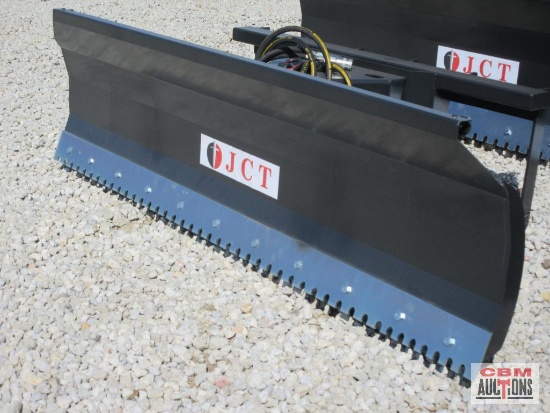 JCT 72" Skid Steer Power Angle Dozer Blade, Reversible Smooth Or Serrated Cutting Edge With Hoses &