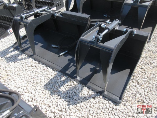 JCT 72" Skid Steer Flat Bottom Industrial Grapple Bucket, Hoses & Couplers *3