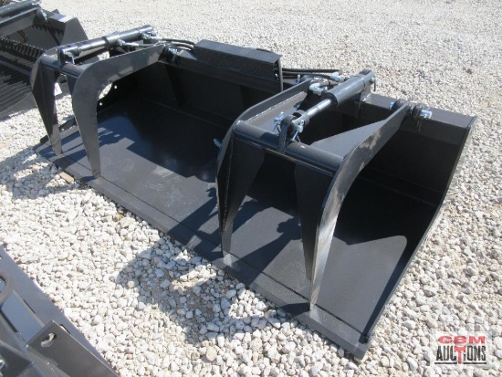 JCT 72" Skid Steer Flat Bottom Industrial Grapple Bucket, Hoses & Couplers *3