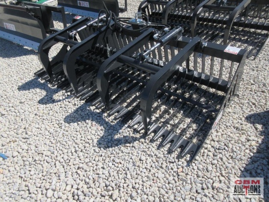 JCT 72" Skid Steer Rock & Brush Grapple Bucket, Hoses & Couplers *3
