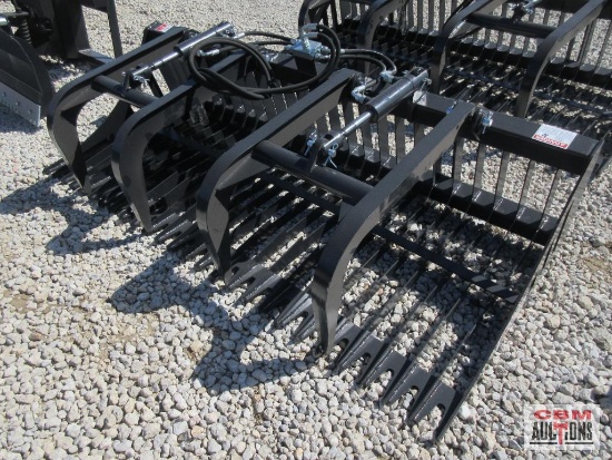 JCT 72" Skid Steer Rock & Brush Grapple Bucket, Hoses & Couplers *3