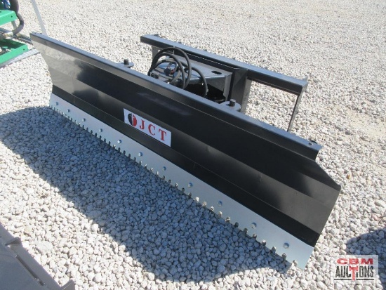 JCT 72" Skid Steer Power Angle Dozer Blade, Reversible Smooth Or Serrated Cutting Edge With Hoses &
