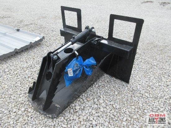 KC 40" Skid Steer Tree Spade Ditch Stump Bucket With Grapple With Hoses #405