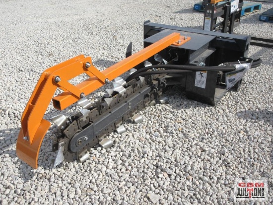 Wolverine TCR-12-48H Skid Steer 8" Wide Hydraulic Trencher, 48"Boom With Hoses And Couplers S#0417