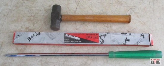 26" Pit Bull Extra Large Phillips Screwdrivers, 24" Level & Mini Sledge Hammer *A19