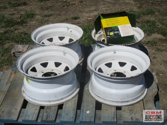 4-15" White Spoke 6 Bolt Trailer Rims With Caps