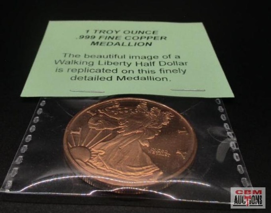 1 Troy Ounce .999 Fine Copper Medallion *Office