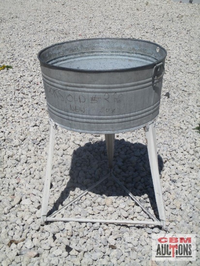 Vintage Round Wash Tub on Stand *B17