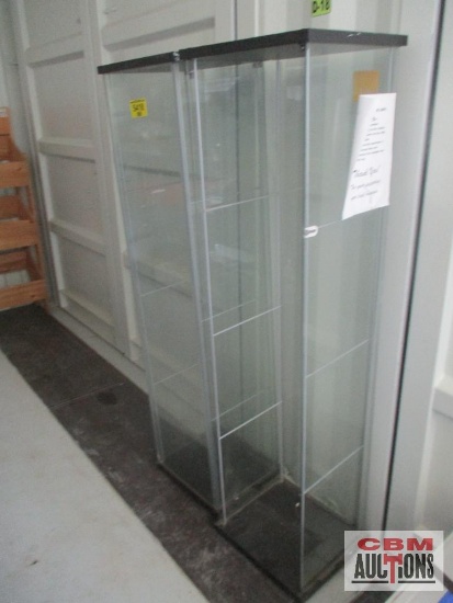 Pair of Glass Display Cabinets, One Missing a Door