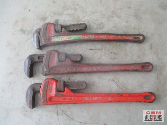 3pc RidgidHeavy Duty18" Pipe Wrench Set *D10