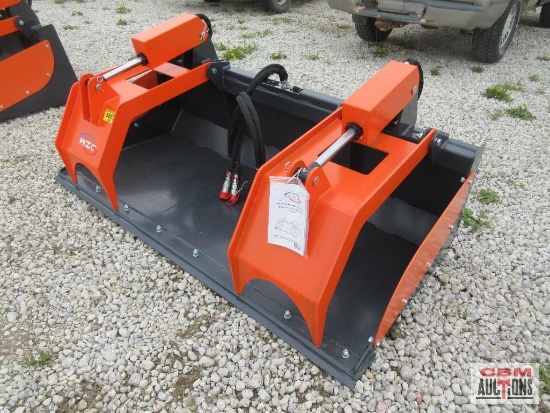 WIG XN-ZD01-72 72" Skid Steer Industrial Smooth Bottom Grapple Bucket, Removable Sides, Dual
