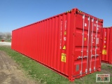 2025 40' Cargo Shipping Container, Rear Doors, One Trip Use Container External Length: 40', External