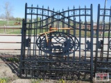 14' Dual Swing Decorative Iron Entry Driveway Gates With Deer Scene