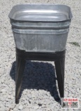Vintage Square Wash Tub on Stand *B17