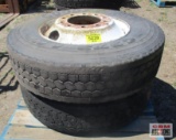 Goodyear 295/75 R22.5 Tires on 10 Bolt Rims