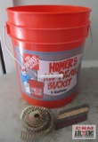 Orange 5 Gallon Bucket of Roofing Nails *D12