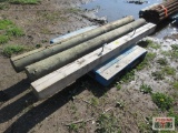 (2) Round, (1) Square Wood Fence Posts