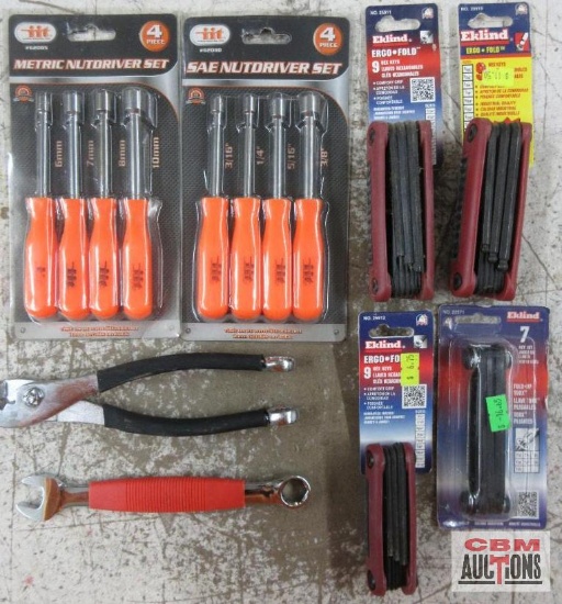 Eklind 7pc Fold Up Torx (T10, T15, T20, T25, T27, T30, T40) 9pc Ergo Fold SAE Hex Keys (.050" to