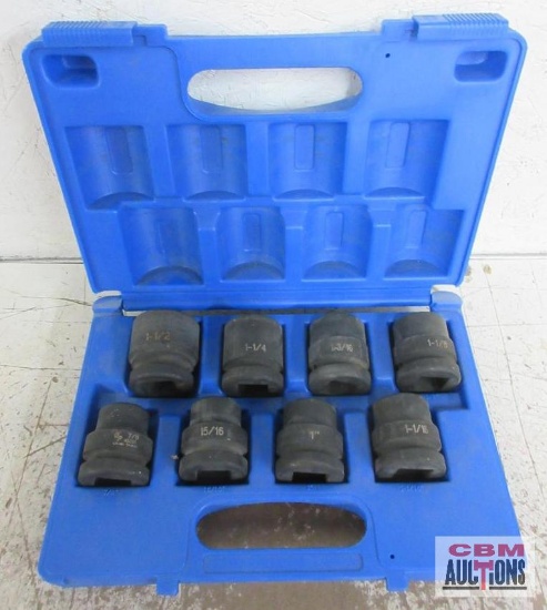 Grey Pneumatic 9108 8pc 1" Drive, 6pt, SAE Impact Socket Set w/ Molded Storage Case 7/8", 15/16",