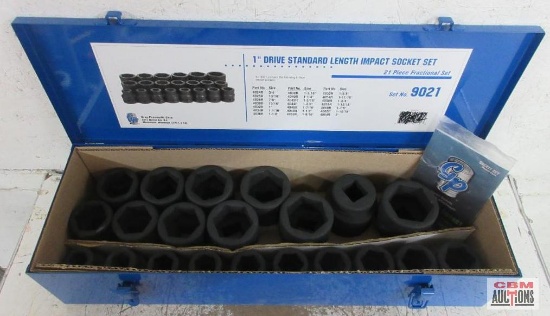 Grey Pneumatic 9021 821pc 1" Drive, 6pt SAE Impact Socket Set w/ Metal Storage Case 3/4", 13/16",