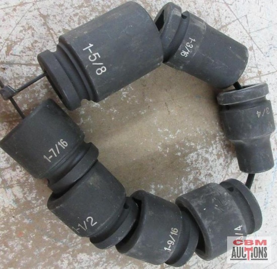 Grey Pneumatic 7pc 1" Drive, 6pt, SAE Impact Socket Set 3/4", 1-7/16", 1-1/2", 1-9/16" 1-3/4",
