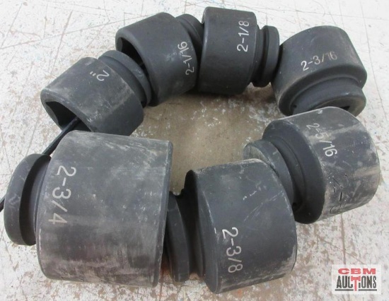 Grey Pneumatic 7pc 1" Drive, 6pt, SAE Impact Socket Set 2", 2-1/16", 2-1/8", 2-3/16", 2-5/16",