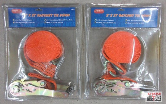 American Tool Exchange 85331 2" x 27' Ratchet Tie Downs - Set of 2