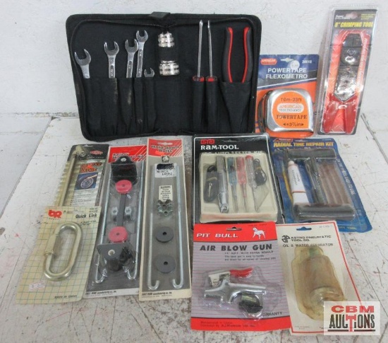 Automotive Supplies Automotive Tool Kit W/ Storage Case, Radial Tire Repair Kit, Air Blow Gun, 4pc