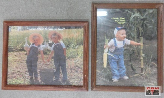 "We're Little Farmers, too?" 20" x 16" Framed Picture "Look Dad, my first crop!" 16" x 20" Framed