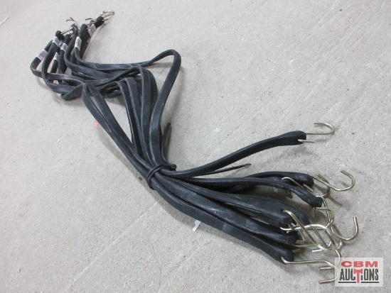 41" Black Rubber Bungee Cords w/ Hooks - Set of 10