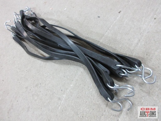 21" Black Rubber Bungee Cords w/ Hooks - Set of 10