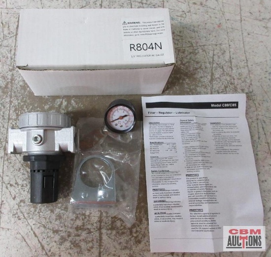 R804N 1/2" Regulator w/ Gauge