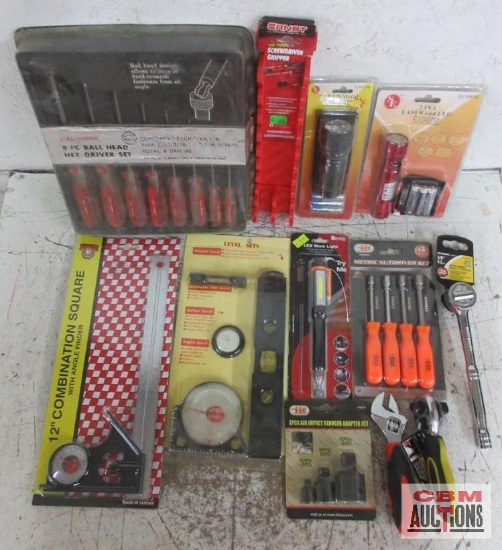 Hand Tools 8pc Ball Head Hex Driver Set, 3pc Air Impact Reducer Adapter Set, Stubby Adjustable