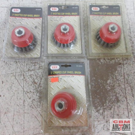 IIT 82200 3" Knotted Cup Wheel Brush - Set of 3 IIT 82100 3" Crimped Cup Wheel Brush