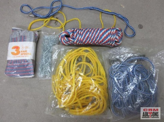 Bag of Yellow & Blue/White PolypropyleneAnimal Leashes Red/White/Blue Polypropylene Rope Tie Off