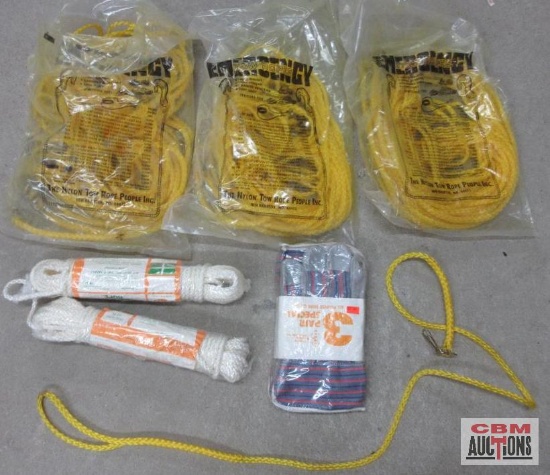 3 Bags Yellow Polypropylene Animal Leashes White Polypropylene Rope & 3pk Gloves