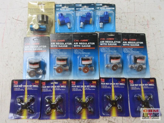Pit Bull Air In-Line Regulator w/ Pressure Gauge Grip 1/4" Swivel Connectors - Set of 3 BR Tools