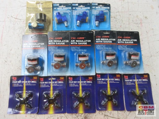 Pit Bull Air In-Line Regulator w/ Pressure Gauge Grip 1/4" Swivel Connectors - Set of 3 BR Tools
