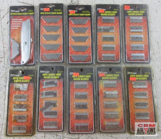 Super Values 10pk Single Edge Razor Blades - Set of 7 10pk Utility Knife Blades - Set of 2