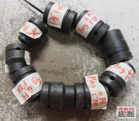 Wright 9pc 1" Drive, 6pt SAE Impact SocketSet - USA 3/4", 13/16", 7/8", 15/16", 1",