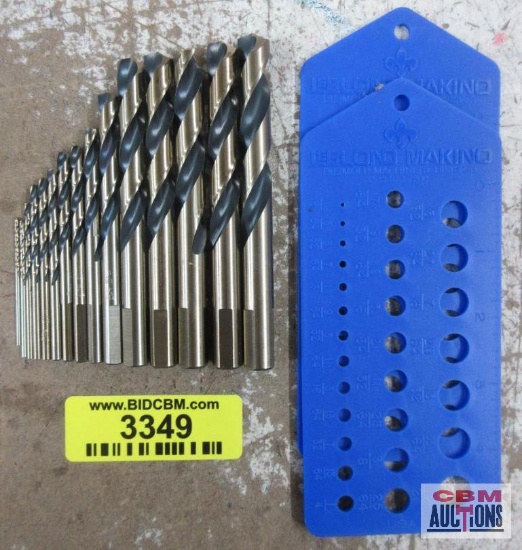Norseman Short Flat Shank Drill Bit Set w/ Drill Bit Gauge 1/16", 5/64", 3/32", 7/64", 9/64",