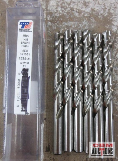 Triumph 011031 31/64" Bright Finish Drill Bits - Set of 6