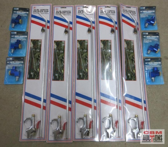 Grip 10312 1/4" Swivel Connectors - Set of 6 PTC 24" Air Blow Guns - Set of 5