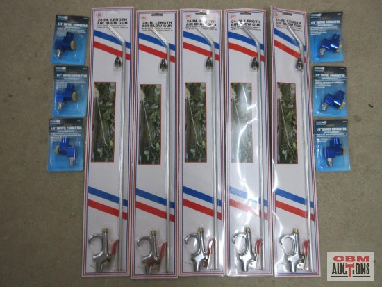 Grip 10312 1/4" Swivel Connectors - Set of 6 PTC 24" Air Blow Guns - Set of 5