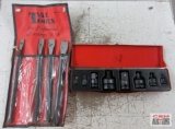 T&E Tools 8pc Impact Socket Adapter Set w/ Metal Storage Case (Broken Lid) 4pc LOng Cold Chisel Set