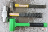 3pc Hammer Set 1lb Dead Blow Mallet, 3lb Sledge & Ball Pein Hammer