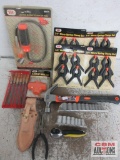 Hand Tools Dual Ratchet, Spring Clamps, Claw Hammer, Needle Files, Leather Plier holder, Pliers,