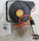 70' Heavy Duty Plastic Retractable Cord Reel w/ Straight Light - Runs