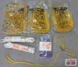 3 Bags Yellow Polypropylene Animal Leashes White Polypropylene Rope & 3pk Gloves